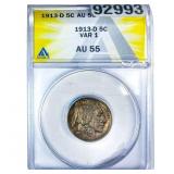1913-D Buffalo Nickel ANACS AU55 Var 1