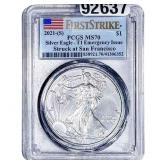 2021[S] Silver Eagle PCGS MS70 TY 1 Emer. Issue