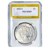 1923-S Silver Peace Dollar PGA MS64