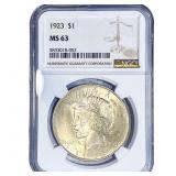 1923 Silver Peace Dollar NGC MS63