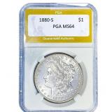 1880-S Morgan Silver Dollar PGA MS64