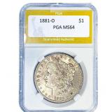 1881-O Morgan Silver Dollar PGA MS64