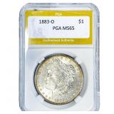 1883-O Morgan Silver Dollar PGA MS65
