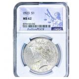 1923 Silver Peace Dollar NGC MS62