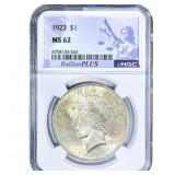 1923 Silver Peace Dollar NGC MS62