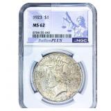 1923 Silver Peace Dollar NGC MS62