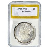 1878 Rev 79 Morgan Silver Dollar PGA MS63