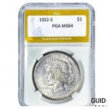 1922-S Silver Peace Dollar PGA MS64