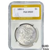 1890-S Morgan Silver Dollar PGA MS63