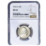 1935-S Washington Silver Quarter NGC MS62