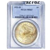 1921-D Morgan Silver Dollar PCGS MS63