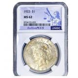 1923 Silver Peace Dollar NGC MS62