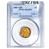 1909 VDB Wheat Cent PCGS MS64 RD