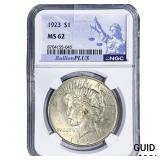1923 Silver Peace Dollar NGC MS62