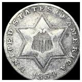 1854 Silver Three-Cent Piece NEARLY UNCIRCULATED