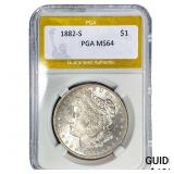 1882-S Morgan Silver Dollar PGA MS64