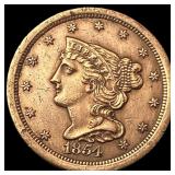 1854 Braided Hair Half Cent CLOSELY UNCIRCULATED