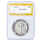 1941-S Walking Liberty Half Dollar PGA MS64