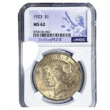 1923 Silver Peace Dollar NGC MS62