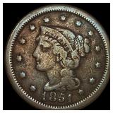 1851 Braided Hair Large Cent LIGHTLY CIRCULATED
