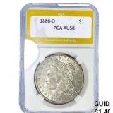 1886-O Morgan Silver Dollar PGA AU58