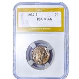 1937-S Buffalo Nickel PGA MS66