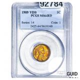 1909 VDB Wheat Cent PCGS MS64 RD