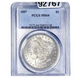 1887 Morgan Silver Dollar PCGS MS64