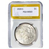 1928-S Silver Peace Dollar PGA MS63