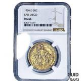 1936-D San Diego Half Dollar NGC MS66