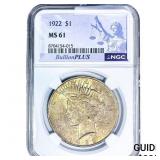 1922 Silver Peace Dollar NGC MS61