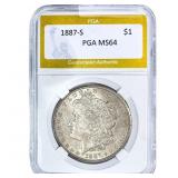 1887-S Morgan Silver Dollar PGA MS64