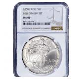 2000 Silver Eagle NGC MS69 Millennium Set