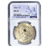 1923 Silver Peace Dollar NGC MS62