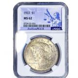 1922 Silver Peace Dollar NGC MS62