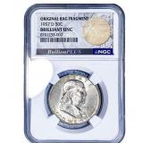 1957-D Franklin Half Dollar NGC BU Orig. Bag Frag.