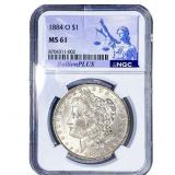 1884-O Morgan Silver Dollar NGC MS61