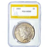 1925 Silver Peace Dollar PGA MS66