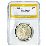 1942-S Walking Liberty Half Dollar PGA MS64