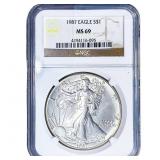 1987 Silver Eagle NGC MS69