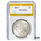1881-S Morgan Silver Dollar PGA MS64