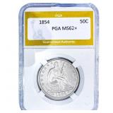 1854 Seated Liberty Half Dollar PGA MS62+