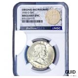 1959-D Franklin Half Dollar NGC BU Orig. Bag Frag.