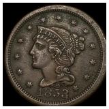 1853 Braided Hair Large Cent NEARLY UNCIRCULATED