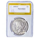 1935-S Silver Peace Dollar PGA MS64