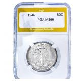 1946 Walking Liberty Half Dollar PGA MS66