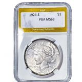 1924-S Silver Peace Dollar PGA MS63