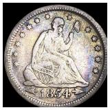 1854 Arrows Seated Liberty Quarter LIGHTLY CIRCULA