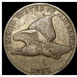 1857 Copper-Nickel Flying Eagle Cent NEARLY UNCIRC