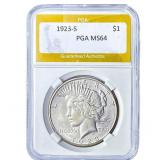 1923-S Silver Peace Dollar PGA MS64